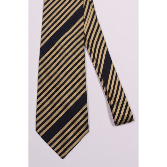 Paul Stuart Gold Navy Twill Striped Silk Handmade Necktie Tie Made in Japan - Picture 3 of 6